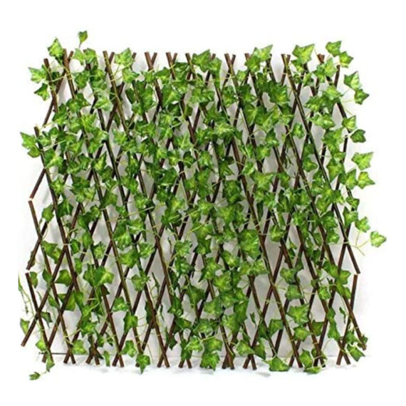 Expandable Wicker Large Fence with Artificial Plants