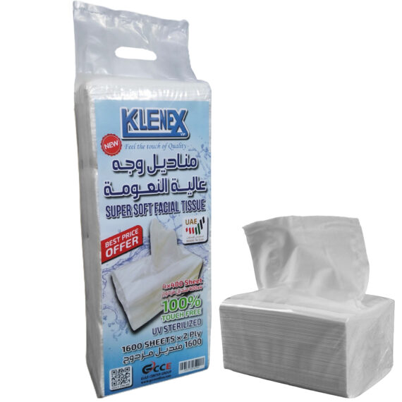 Facial Tissue 400 Sheets , 21x19x2cm, 4 Pcs/Pkt, 2 Ply, 13.5 GSM