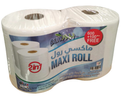 MAXI ROLL TISSUE, EMBOSSED, 1X2ROLL/PACK, 600MTRS, +100MTRS FREE, 17GSM, 2PLY