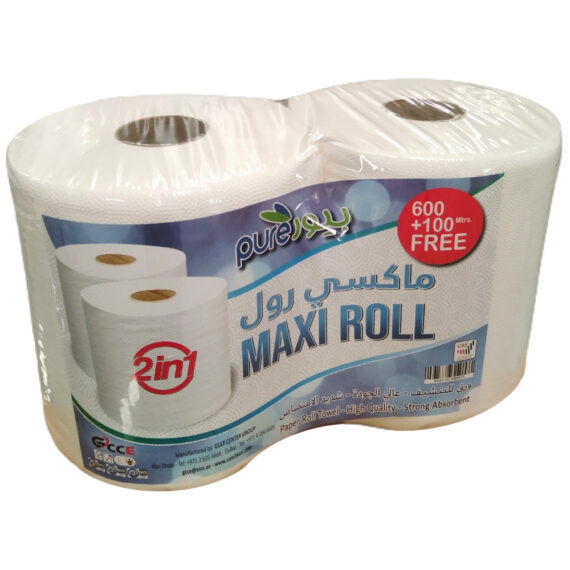 MAXI ROLL TISSUE, EMBOSSED, 1X2ROLL/PACK, 600MTRS, +100MTRS FREE, 17GSM, 2PLY