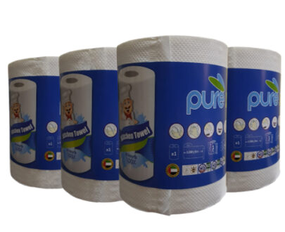 PURE KITCHEN TOWEL, 1 PLY, 1200Mtrs, 600 Sheets, 20 X 19.70CM, 26GSM, 6 ROLLS