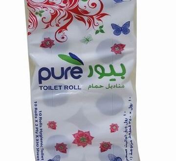 PURE TOILET ROLL TISSUE, 350SHEET, 17GSM, 2PLY, EMBOSSED, 10CMX10CM, 1X10ROLLS/PACK