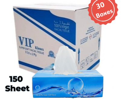 VIP Klenex Super Soft Facial Tissue, 30boxes/ctn, 150sheet, 2ply, 21cmx19cm