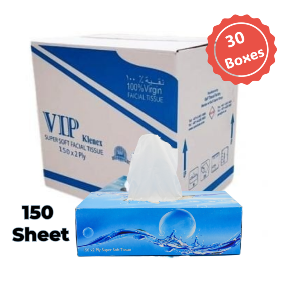 VIP Klenex Super Soft Facial Tissue, 30boxes/ctn, 150sheet, 2ply, 21cmx19cm