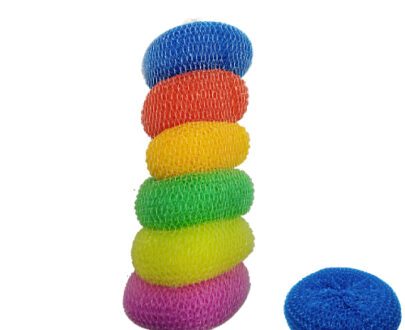 6 Pack Mesh Scourer Pads, Multicolored